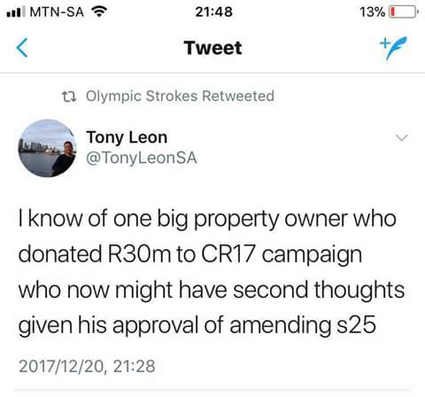 bent_o2s's tweet photo. @Mngxitama: The anti-corruption people of #CR17 are going to pretend that the conference was not #corrupted? Their silence speaks volumes. #ANC54  @ANN7tv @_SaveSA @ANCYLhq @jean_leroux @verashni @zilevandamme @BrianTloubatla @BLF_SM @Black1stLand1st @HuffPostSA @justicemalala https://t.co/AG345GnKhJ