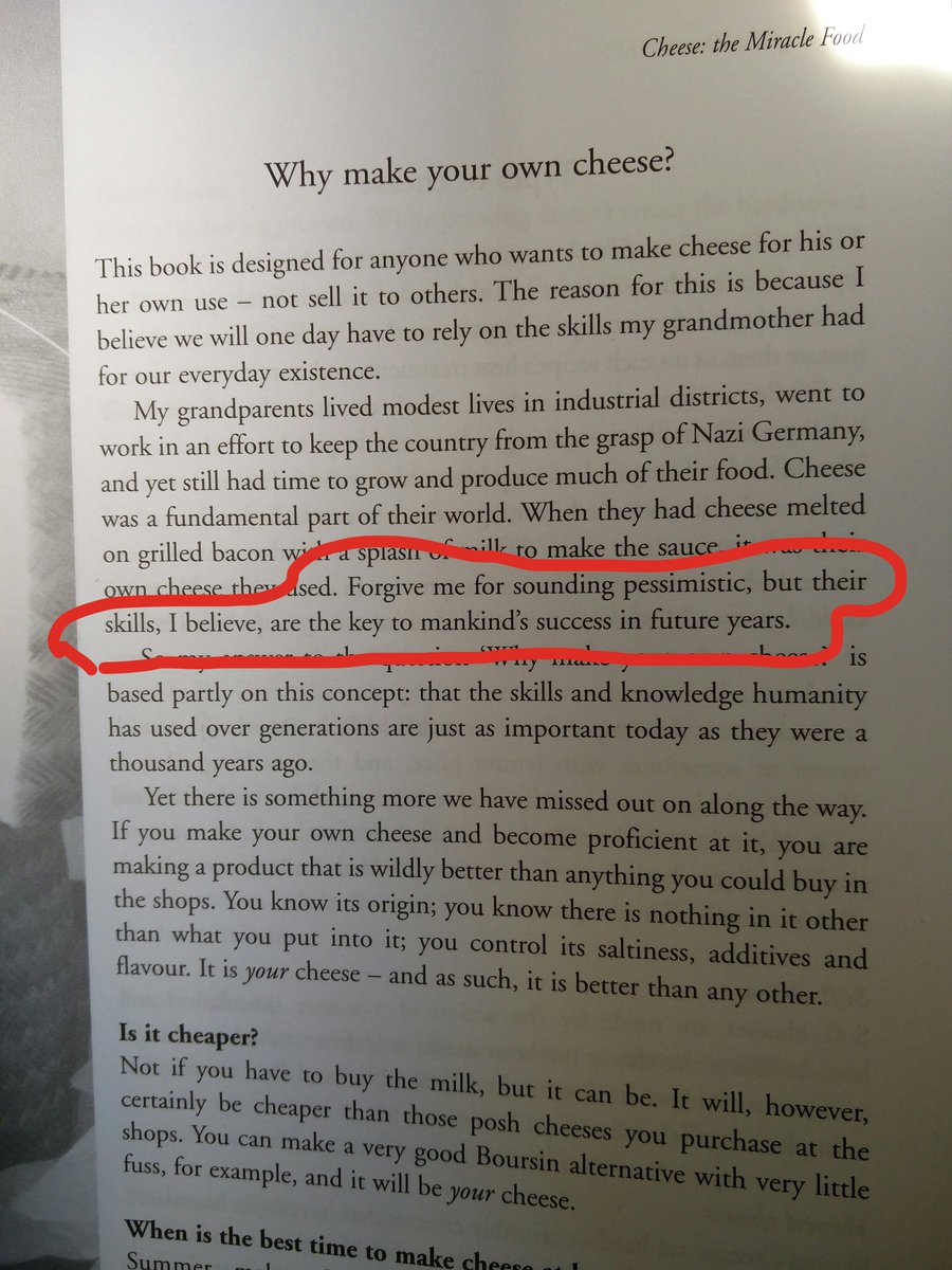 mikeroglia's tweet photo. When your cheese making book low-key predicts the apocalypse https://t.co/QdX0Uw66Ye