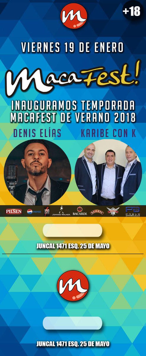 TE ESPERAMOS EN MACARENA EL PRÓXIMO 19 DE ENERO PARA INGAURAR TEMPORADA MACAFEST DEL VERANO 2018!!! SOLICITANOS TU ENTRADA ANTICIPADA POR PRIVADO O AL 096 243 469. TE ESPERAMOS EN NUESTRA BARRA EXCLUSIVA DE EL ONCE CON LOS MEJORES TRAGOS!!! #ElOnce2018 🇫🇲💪