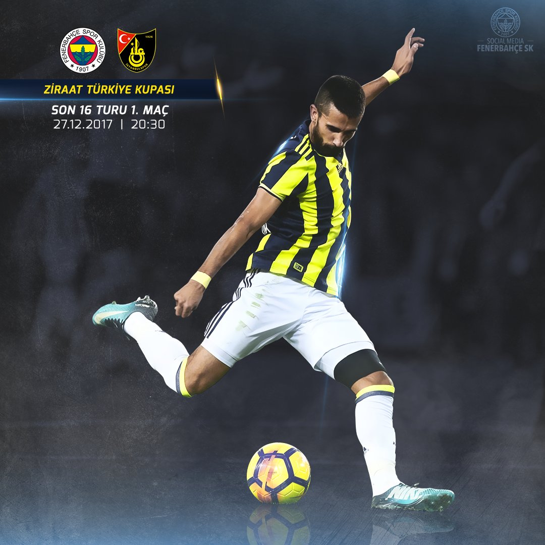 Fenerbahce's tweet photo. ⚽️ Fenerbahçe - İstanbulspor 
📍 @ulkerstadyumu 
🗓 27.12.2017 
🕣 20:30 
📲 #FBSK https://t.co/UvfAuINb1o