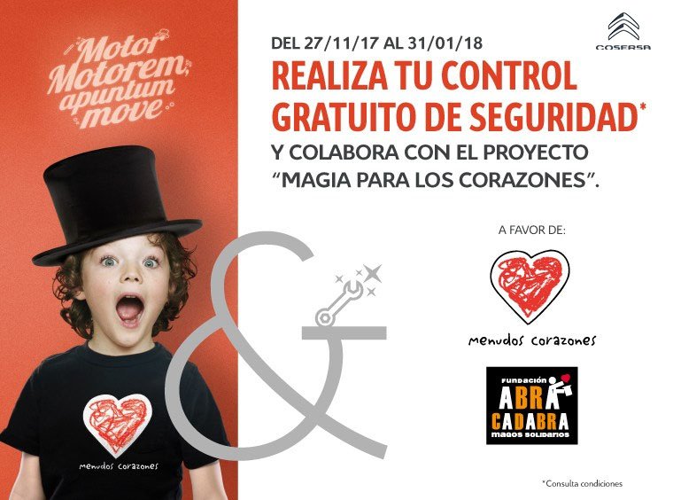 Cosersa's tweet photo. ¡Ayúdanos a encender corazones! ❤❤ Realiza un control de seguridad gratuito en @Cosersa antes del 31 de enero y estarás colaborando con el proyecto solidario #MagiaParalosCorazones. 
¡Harás brillar la sonrisa de los más pequeños! 😀✨😀✨
https://t.co/y8QGFoXRx5 https://t.co/4ZNwpBRLup