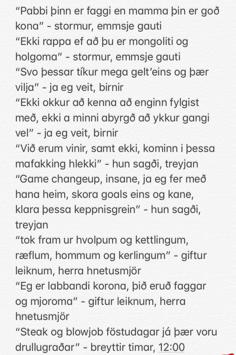 Þessi listi er svo miklu lengri en þetta, nennum við að taka okkur tak og hætta að sætta okkur við svona shit