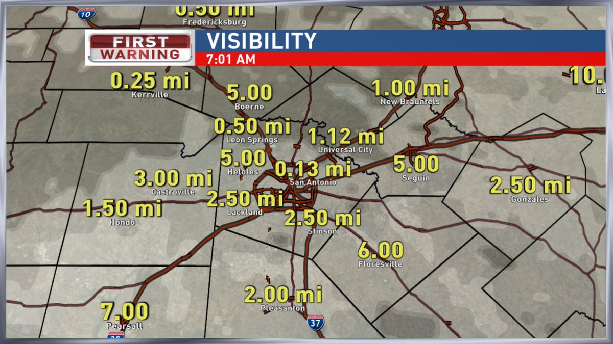 wxstevens's tweet photo. We have thick fog and drizzle here in parts of San Antonio and surrounding counties. Be careful with the reduced visibility and wet roads! @KABBFOX29 https://t.co/kVygnSg37B