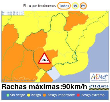 112Lorca's tweet photo. Aviso🔶Naranja por viento 🍃💨🌬️ miércoles de 2h-10h
⚠️Precaución rachas max. 90km/h⚠️
Asegura toldos y ventanas, retira macetas 🌻del exteriores, aléjate de cornisas, andamios🏗️ o árboles🌲🚙...y en carretera mucha precaución.
#viento #lorca 
☎️1️⃣1️⃣2️⃣⚠️ https://t.co/nPCFdrTaPE