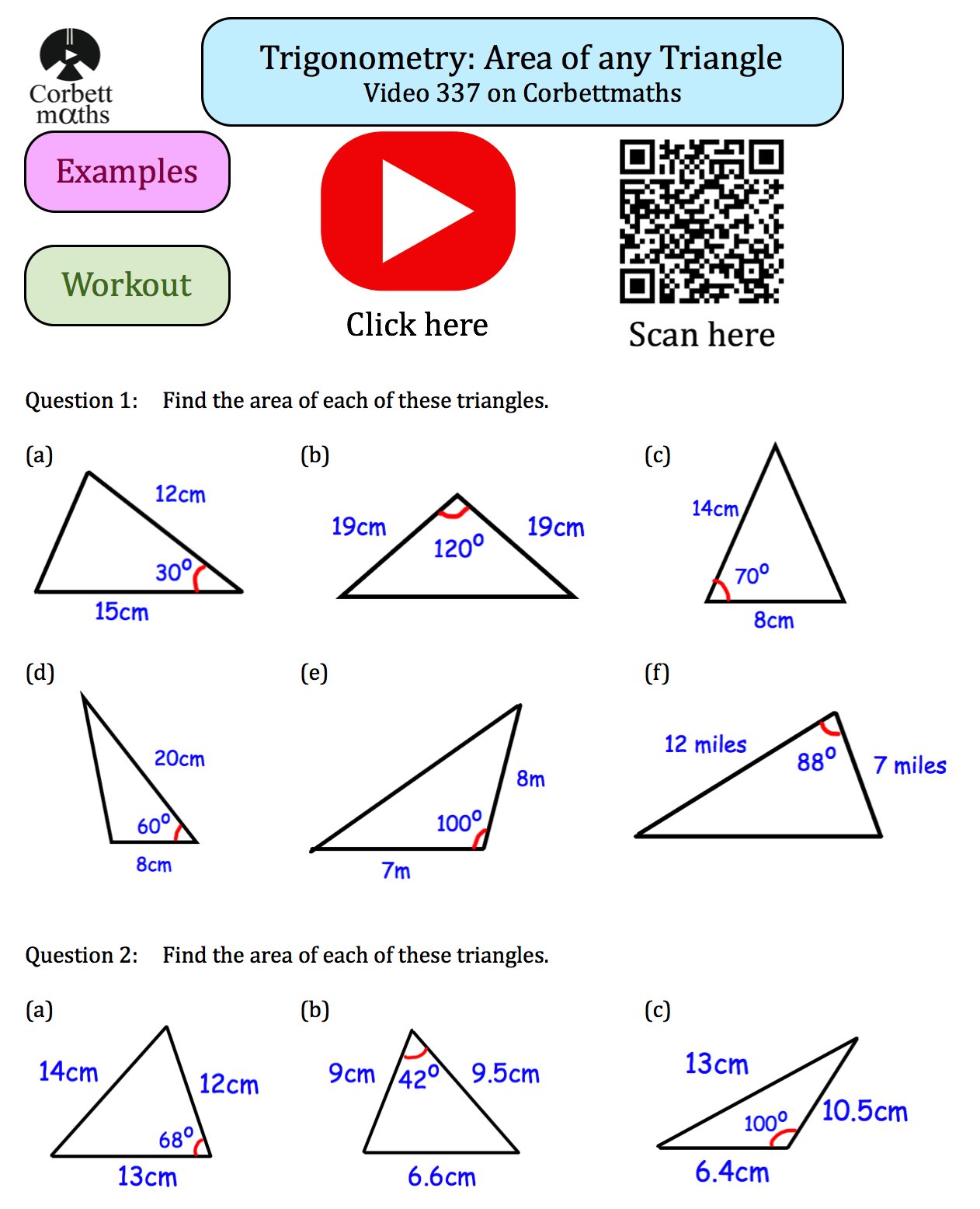 Corbettmaths on Twitter "Updated Resource Area of a Triangle (Trigonometry)... now includes