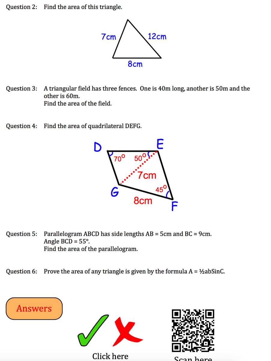 Corbettmaths on Twitter "Updated Resource Area of a Triangle (Trigonometry)... now includes