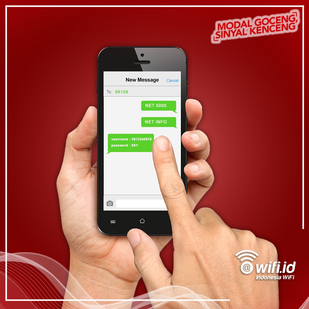 wifi_id's tweet photo. Twifi, udah beli voucher wifi.id melalui potong pulsa tapi belum dapet balesan username dan password? Langsung aja kirim SMS ulang dengan format NET INFO kirim ke 98108. https://t.co/gxfm3j2Mo0