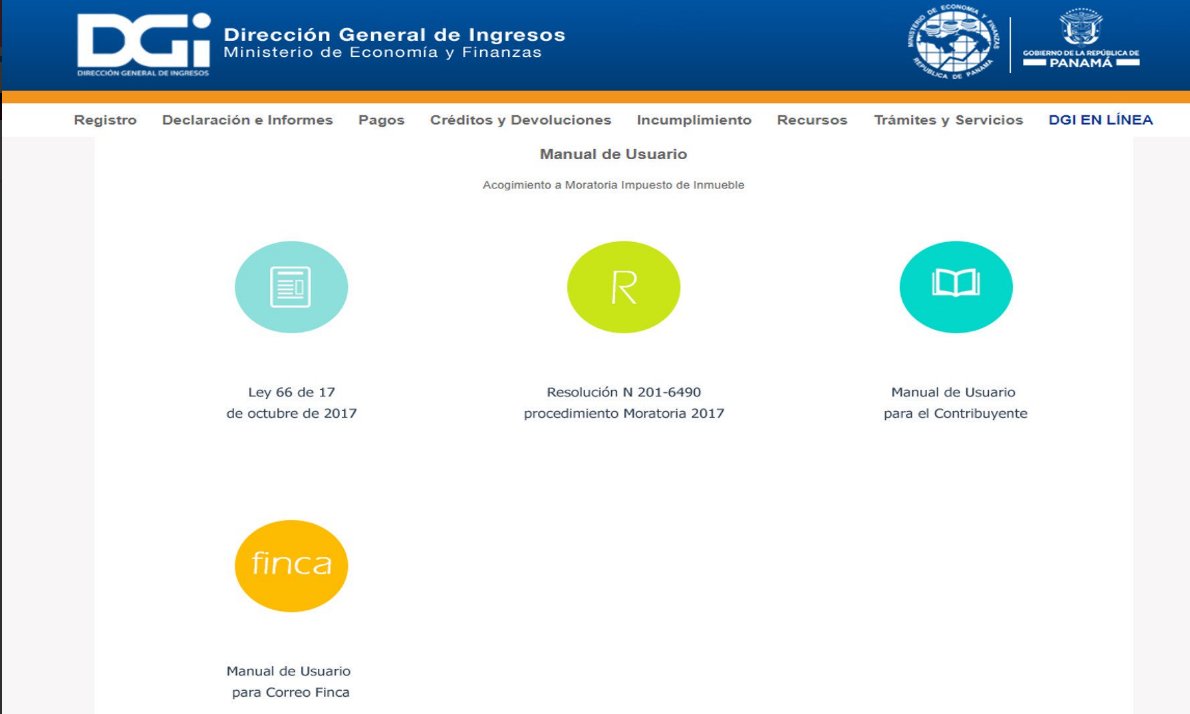 DGIpma's tweet image. Ingresando a  dgi.mef.gob.pa/PDF-R-ITBMS/mo… … encontrará manuales que le ayudarán a seguir los pasos para el acogimiento a moratoria del impuesto de inmueble y para verificar el registro de su finca.