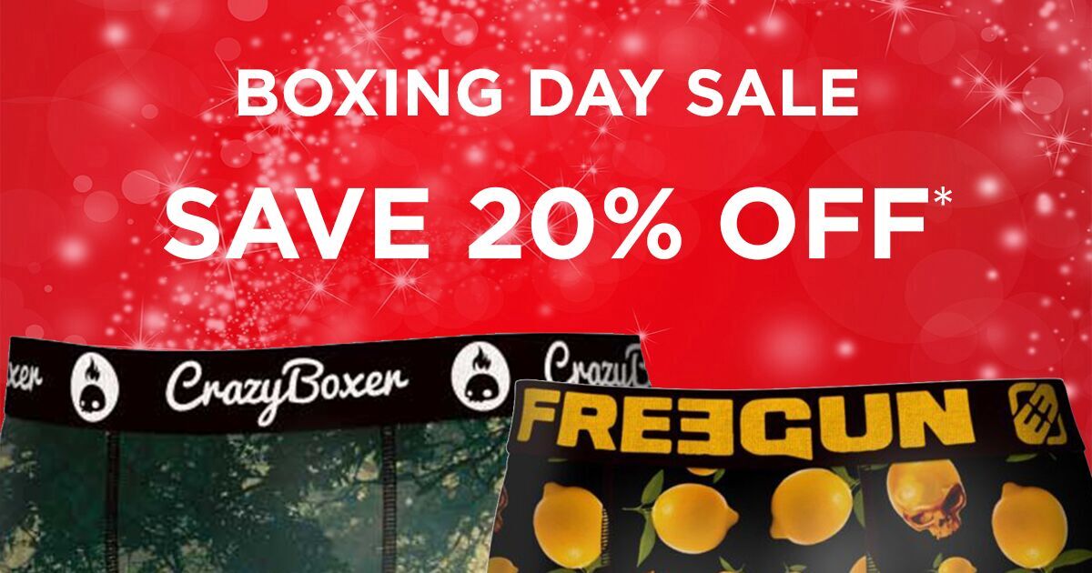 Funky_Boxers's tweet photo. Crazy Boxer’s festivities continue in our BOXING DAY SALE  🎉 Find the present you really want and SAVE 20% off site-wide* from the comfort of your sofa!  🛍 SHOP NOW 👉
 https://t.co/b36jWlpBUR 🛒 #BoxingDaySales
#BoxingDay2017 #underwear https://t.co/q2hVLsy9vM