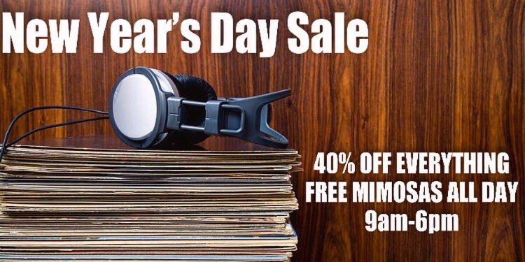 GravityRecords's tweet photo. New Year’s Day Sale:

40% off everything and free mimosas all day January 1st!!!

#ilmnc #wilmingtonnc #downtownwilmington #shoplocal https://t.co/10u3ikkYZh