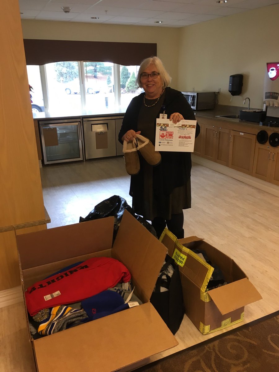 Thurbyjr's tweet photo. Joey Thurby of Thurby’s Riverside Ford, Presents for Patients and Presents for Veterans we’re delivering to St. Mount Macrina in Uniontown. Rosemary Johnson from Mount Macrina is pictured with the gifts @OurFordStore @ThurbyFord https://t.co/qwIQ4rAlE3