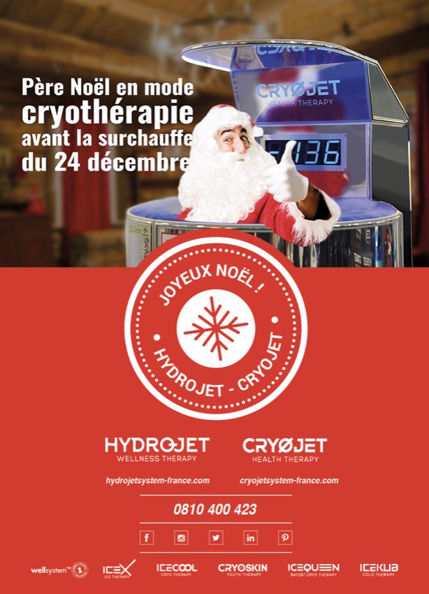 HydroJet_Fr's tweet photo. Entre la cryothérapie avec @CryoJet_Fr et l'hydrothérapie avec @HydroJet_Fr le père Noël est en belle forme pour ces fêtes de fin d'année ! Nous nous joignons à lui pour vous souhaiter de très belles fêtes de fin d'année et un très beau Noël 🎅🎄❄️ https://t.co/o7jgYCXNCw