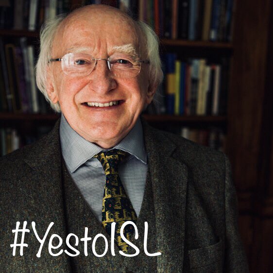 President of Ireland Michael D Higgins  signs Irish Sign Language Bill 2016 into law. Thank you Mr President. #YestoISL <a href="/IrishDeafSoc/">Irish Deaf Society</a> <a href="/ISLrecognition/">ISLrecognition</a> <a href="/leesonl/">Prof Lorraine Leeson, PhD</a> @CDSTCD <a href="/jconama_bosco66/">Dr JBC (sign name “hearing aid”)</a> <a href="/EUD_Brussels/">European Union of the Deaf</a> @WFDPresident <a href="/WASLI_tweets/">WASLI</a>