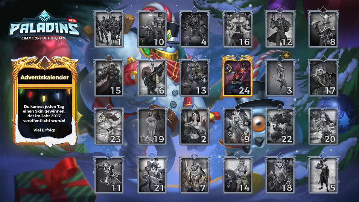 Das letzte Türchen des #PaladinsAdventskalender ist offen!
Gewinne heute einen Oni Skin für Talus! Finde heraus wie:
hrz.io/paladins-adven…