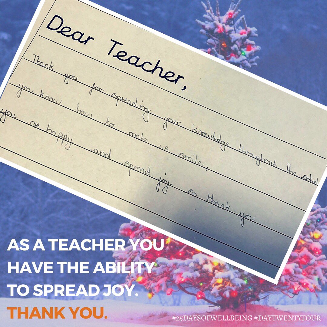 WMTeachNetwork's tweet photo. ”Dear teacher[s], thank you for spreading...joy” &amp; may you in turn experience the joy of Christmas this Christmas Eve. 😊 #25daysofwellbeing #Day24 #TFActionNetwork @TFPresidents @TeachFirst @TeachFirstWM @TFWMA @Ndidi1st https://t.co/ZR1sGWwek2