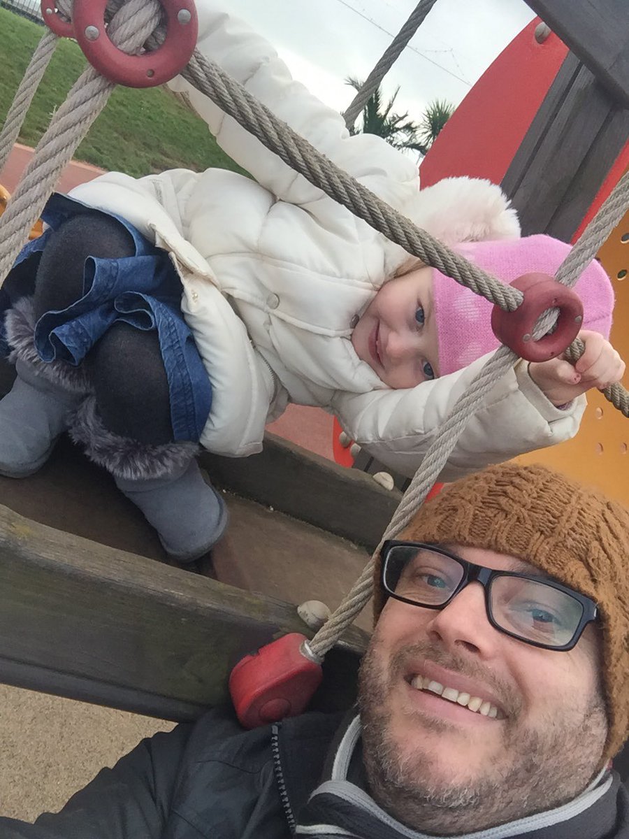 hogbis's tweet image. Daddy and daughter time at Teignmouth park it’s a bit chilly