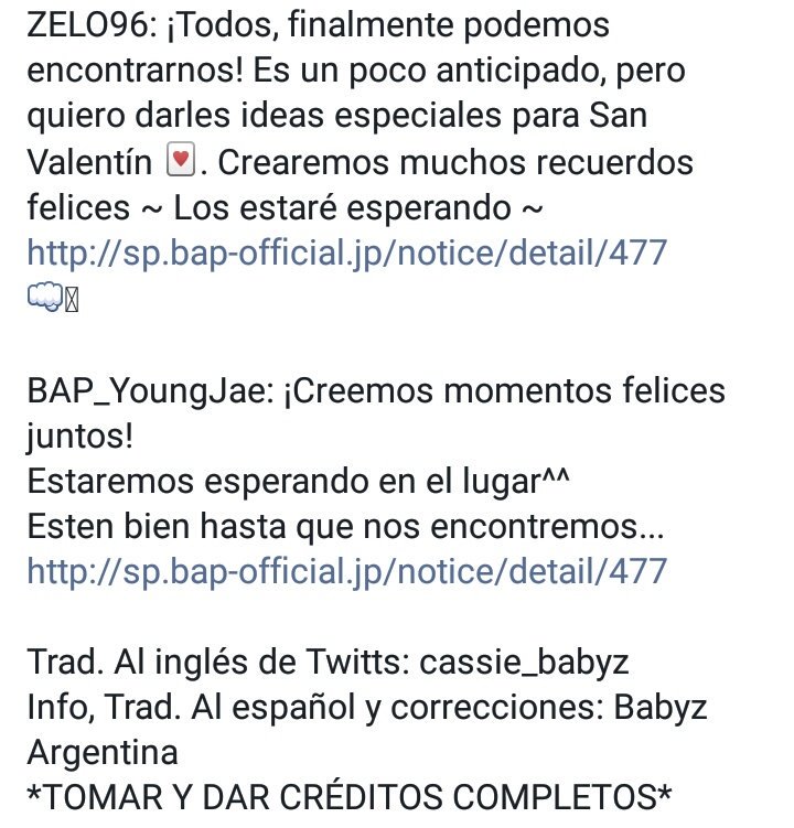 babyz_arg's tweet photo. [TWITTER] 171222 Actualización de #YoungJae y #Zelo

👉Ambos invitan al Fanmeeting 2018 Kizuna en Japón. Se celebrarán 2 fanmeetings en Tokio, el 25 de enero de 2018; y 2 en Osaka, el 27 de enero de 2018.

*TOMAR Y DAR CRÉDITOS COMPLETOS* https://t.co/6wv57b0VOg