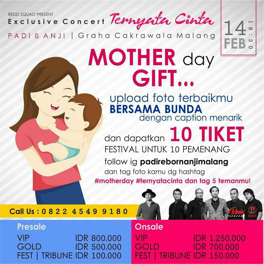 Give Away 10 tiket untuk 10 pemenang, caranya cek ig @padirebornanjimalang 
Info 0812233883382 / 082245499180