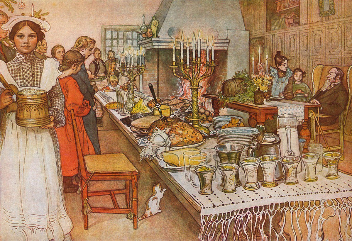TotallySwedish1's tweet photo. God Jul everyone! With this picture, of a Christmas dinner, painted by Swedish artist Carl Larsson in 1904, we'd like to wish all our customers a very Happy Christmas! ❤️ Check our site for opening times during the holidays: https://t.co/Syz5ovASdN #GodJul https://t.co/E4vSjwaqnp