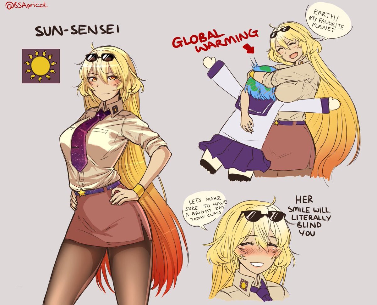 “Let’s make sure to have a bright day class!”

☀️ Galaxy Babe

☀️ Your Favorite Teacher

☀️Veteran Roaster

☀️ Literally Hot

☀️ #AnyRP/#Parody

☀️ Loves the Earth

☀️ Bisexual

☀️ #OpenDM

☀️ Original Artist in Bio
