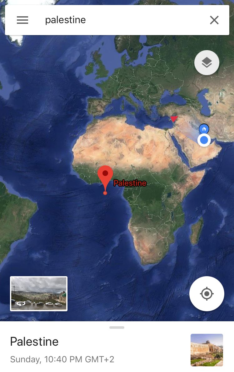 AsmaAlsayed's tweet photo. I search #Palestine and this is what I get. Decided to delete and stop using google maps. https://t.co/I2g27xLv0O
