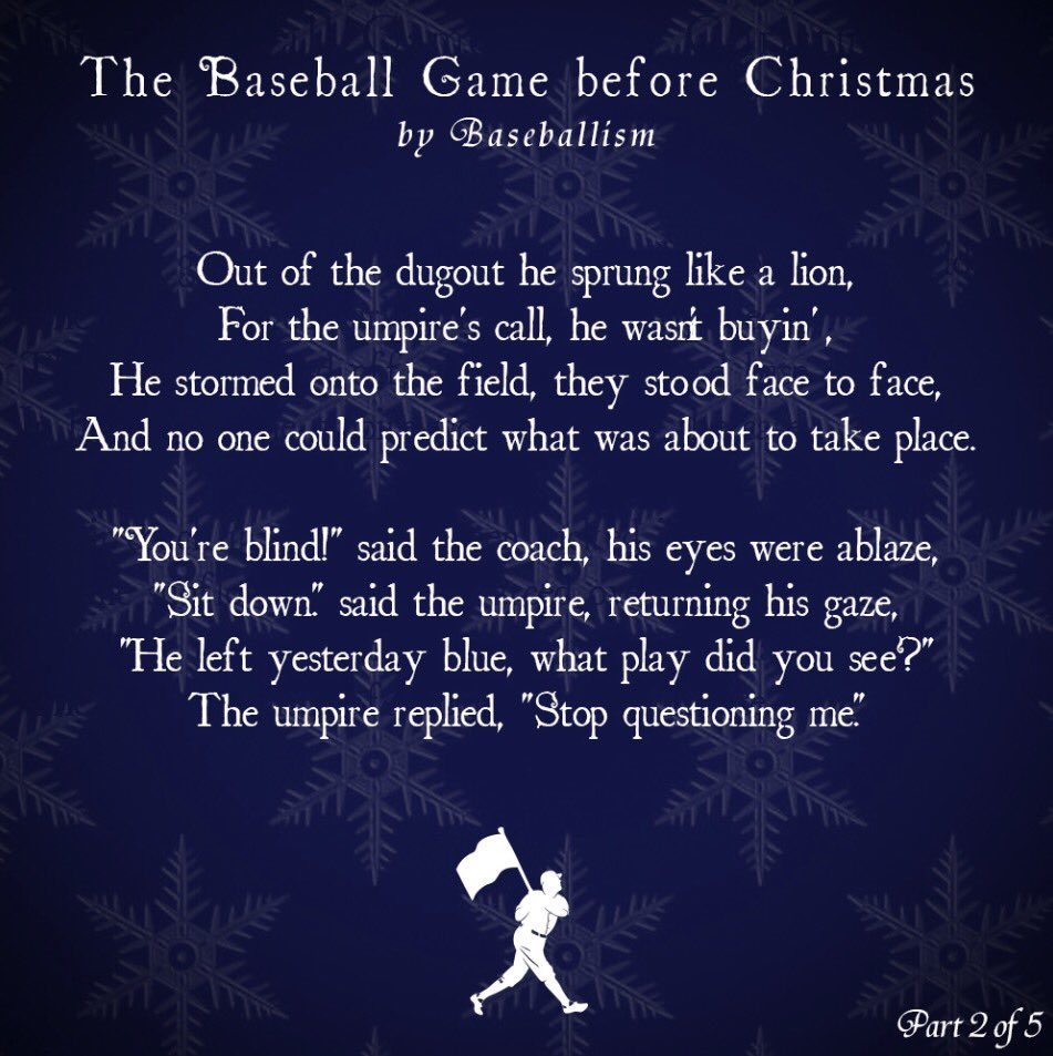 cullybaseball's tweet photo. Here it is...from @Baseballism...parts 1-3 of "The Baseball Game before Christmas" https://t.co/4QsMIsNiBi