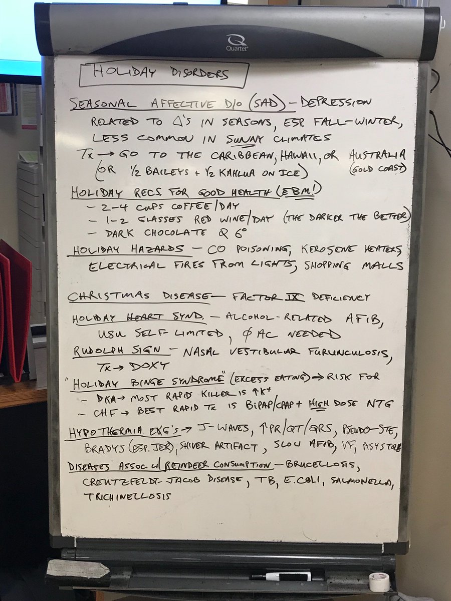 amalmattu's tweet photo. Christmas Eve shift: discussing holiday disorders #WhiteBoardTeaching #FOAMed @UMEmergencyMed https://t.co/N2uJyJigsp