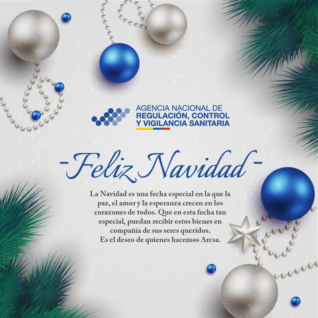 Arcsa_Ec's tweet photo. Que en este día tan especial el amor prevalezca en cada uno de sus hogares. Disfrute con responsabilidad. Consuma productos con su respectiva #NotificaciónSanitaria. #FelizNavidad https://t.co/A9dhB4lo3k