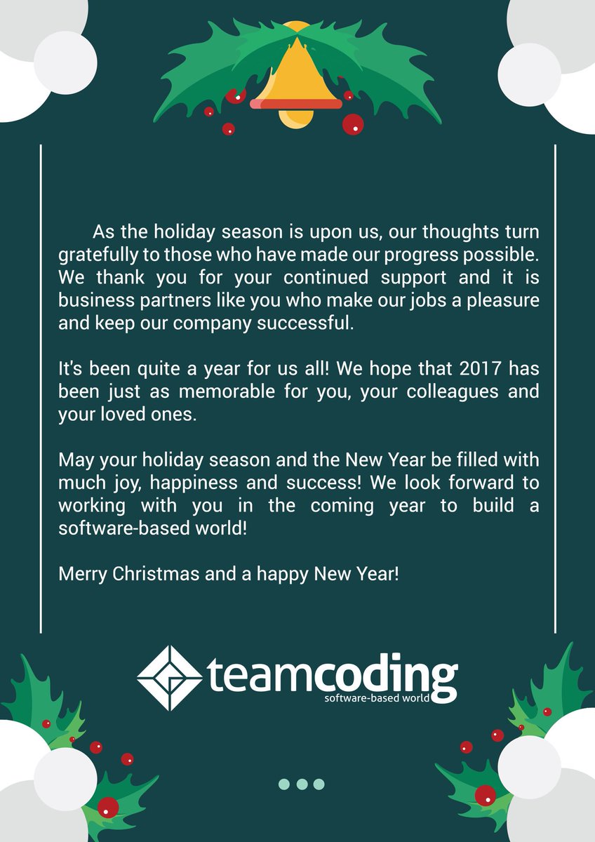 teamcodingro's tweet image. From all of us at TeamCoding:
Merry Christmas and a happy New Year! 🎅💫🎄