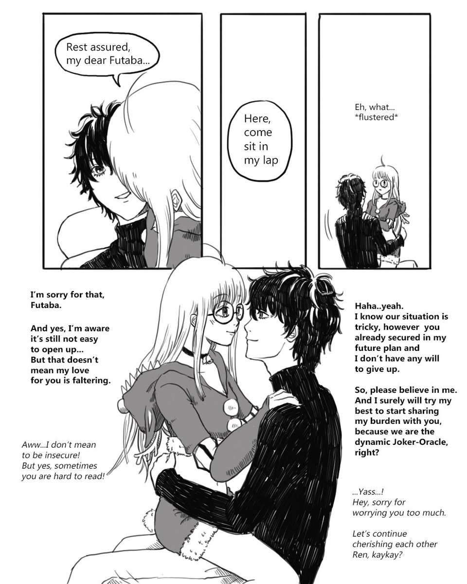 promechan's tweet image. [Our Christmas Part 1] Short comic, please enjoy! I warn you it's cheesy (I like cheesy stuff :P).Takes place 2 years after in-game event. Long-distance relationship headcanon. 5 pages total,I should update it separately lol.

#主双
#RenAmamiya
#FutabaSakura
#RenxFutaba
#Persona5