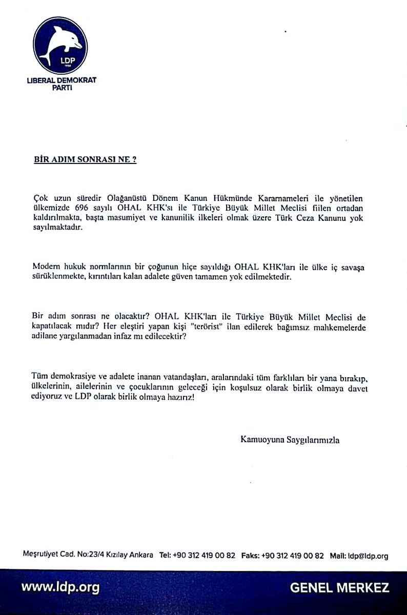 Son KHK 'lar hakkında partimiz tarafından tüm kamuoyuna yönelik açıklamamızdır.