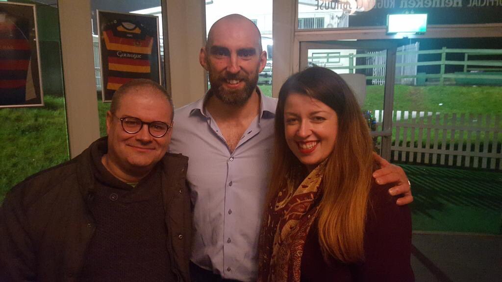 Mulliganj's tweet photo. Grabbed a pic with @lisaoliviajane and the legend that is #JohnMuldoon after the #CONvULS game last night. Was a pleasure calling this game. Think the lads beside me that night must think I'm cracked such was the jumping around I did! https://t.co/NlFXPfyMUT