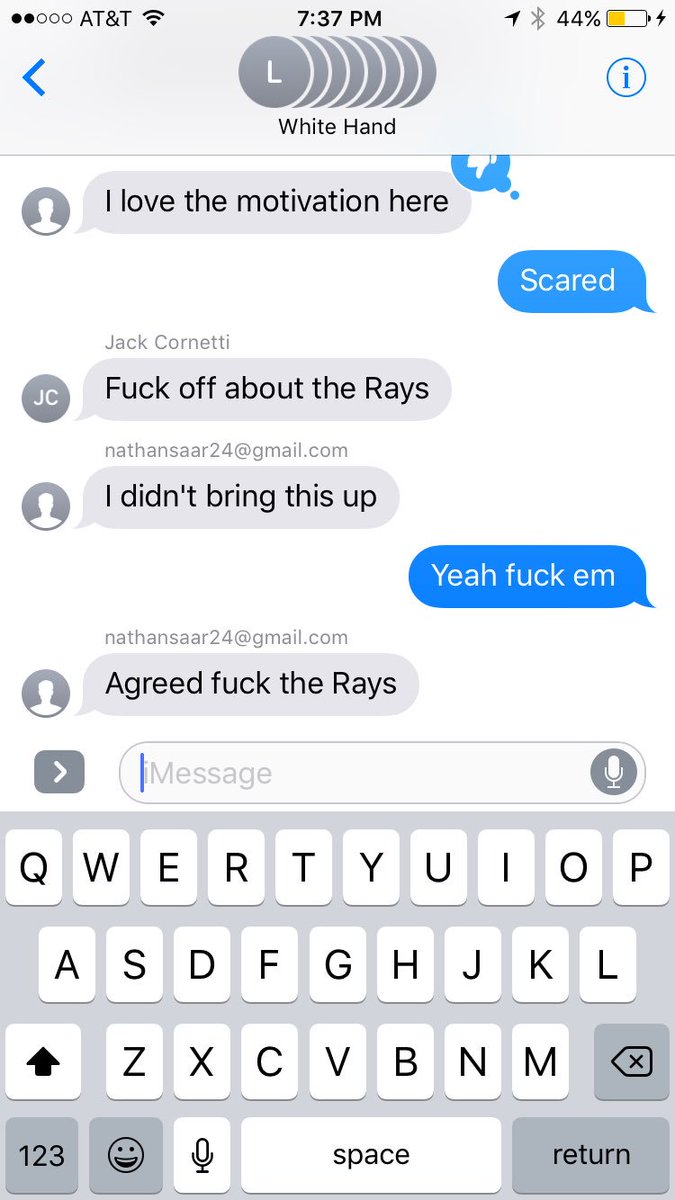 DC_Throaters's tweet photo. BREAKING: Controversial text  message uncovered from @PittsburghRays phenom Nate Saar has many fans asking questions. Will the coach take any action on such blasphemous comments towards the program? #BartonDisapproved #RaysDoNotOwnTheSummer https://t.co/eSo7uTGT7c