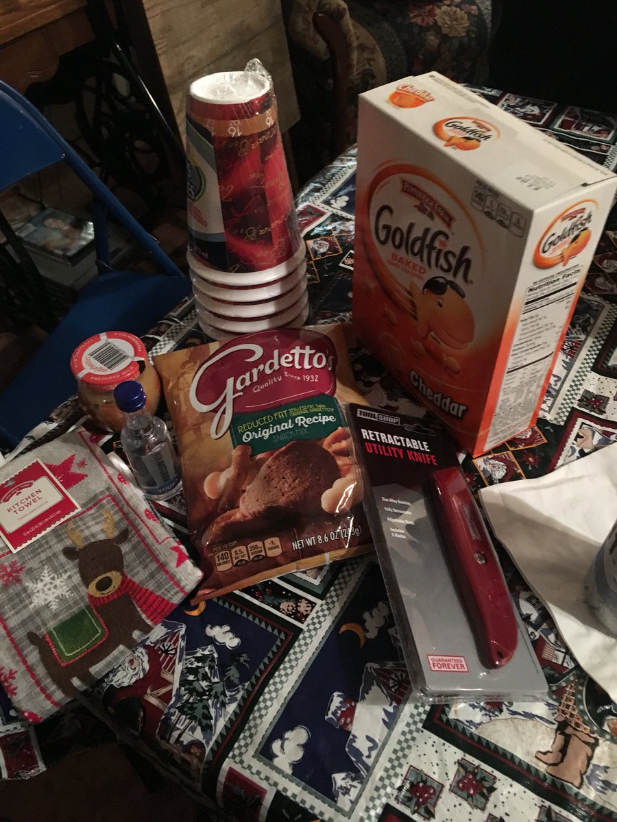 aj_cermak's tweet photo. Best bingo game haul ever! Especially noted: mini vodka + utility knife. #wisconsinchristmas #northwoods #bingo #girlonfire #pursuitofhappiness https://t.co/EYBlf6VOiN