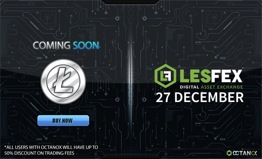 OctanoxPlatform's tweet photo. @SatoshiLite @litecoin Coming soon we will add Litecoin in Lesfex  Exchange. (27 December)

#Litecoin #LTC #Exchange #Bitcoin #cryptocurrency https://t.co/ezpcWU4EVA