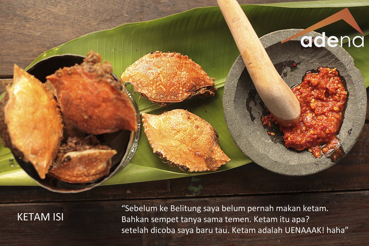 rm_adena's tweet photo. Belitung tidak hanya wisata pantai, tetapi juga menikmati Ketam isi dan otak2 Adena.

#ketamisiadena https://t.co/KojPd1Sx0T