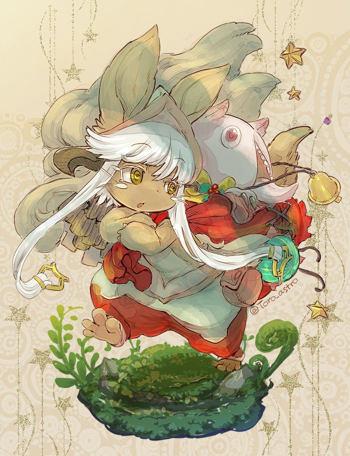 nanachi (made in abyss) animal ears 1other whiskers white hair tail yellow eyes furry  illustration images