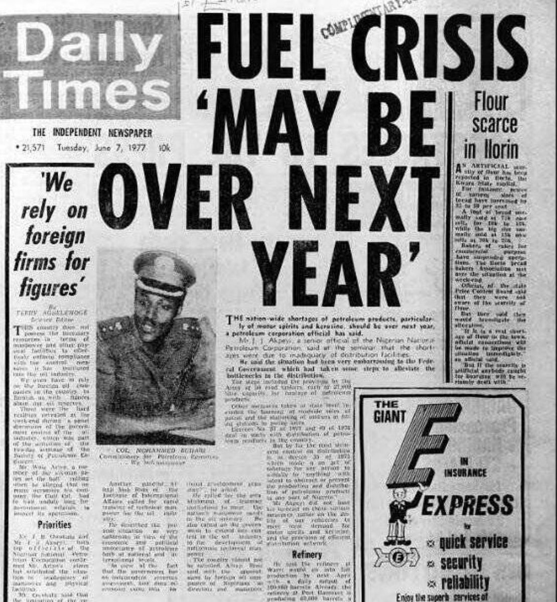 June 1977 Daily Time Newspaper On Fuel Crisis. Politics Nigeria