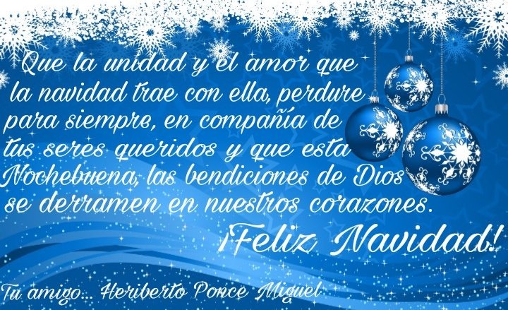 Con el nacimiento del niño Jesús, la paz y el amor reine en sus corazones. Les deseo una feliz #Nochebuena y disfruten de una #FelizNavidad llena de alegría, en compañía de sus seres queridos. ¡Felices fiestas!