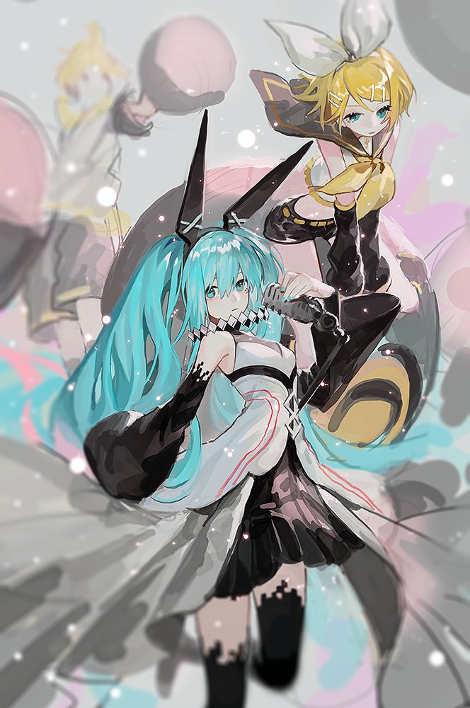 初音ミク ,鏡音レン ,鏡音リン 「圣诞快乐 」|蕉のイラスト