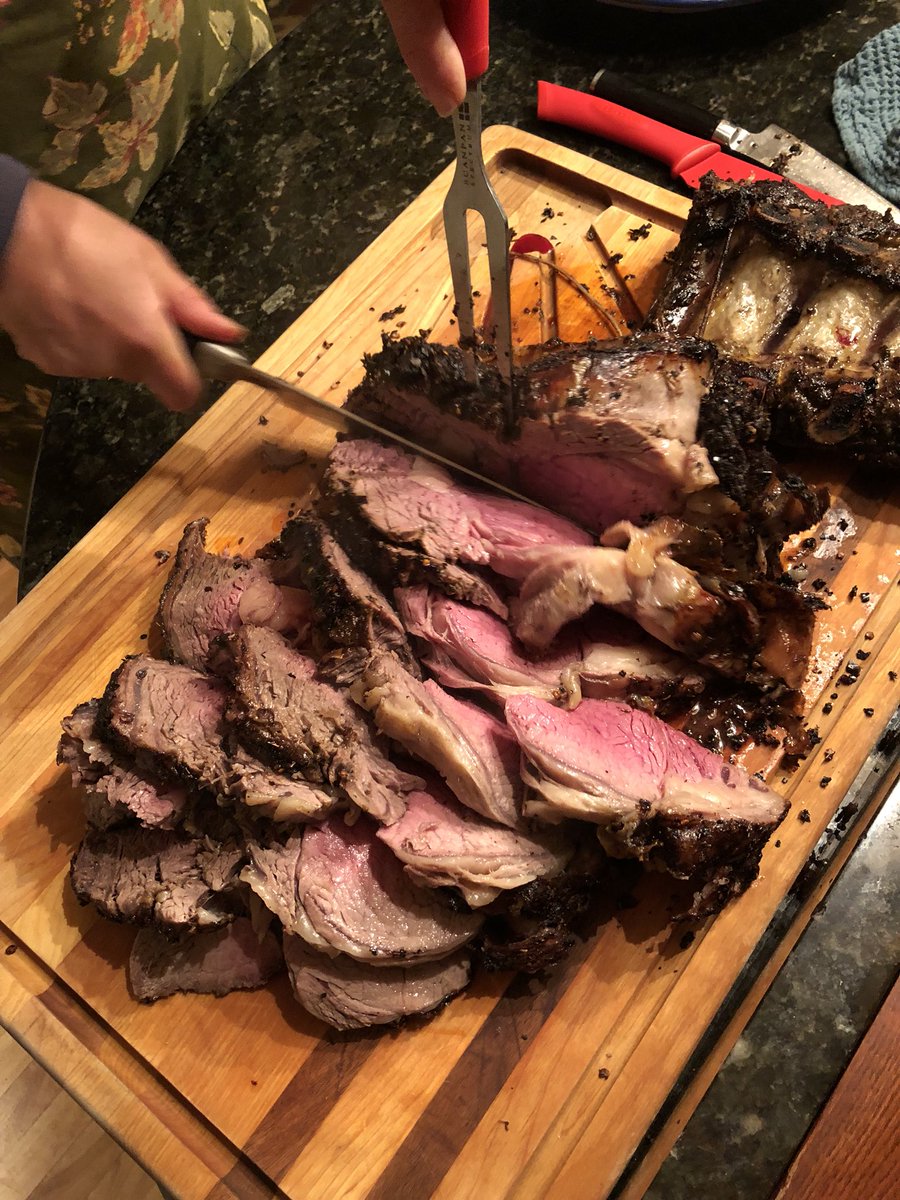 SchadenJake's tweet image. #ChristmasEve dinner is a bone-in beef rib roast, as made by my mother. You guys can see where I learned to cook.