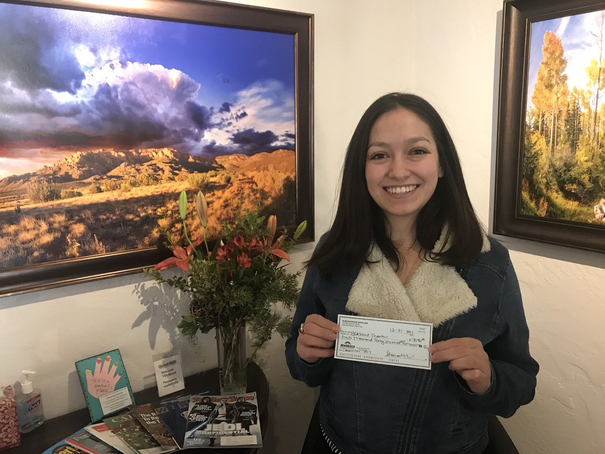 ABQInvolved's tweet photo. Merry Christmas Eve, Albuquerque! This Holiday Season, we are grateful to our members for helping support local non-profits, like @BlackoutTheatre! Our monthly grant check was just given to this awesome ABQ non-profit, and it couldn’t have been done without YOU! https://t.co/d3jQSVlUBz