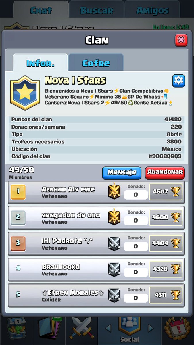 Y Va Subiendo El Clan 🏆💪🔝<a href="/NovaIStars1/">Nova I Stars</a>