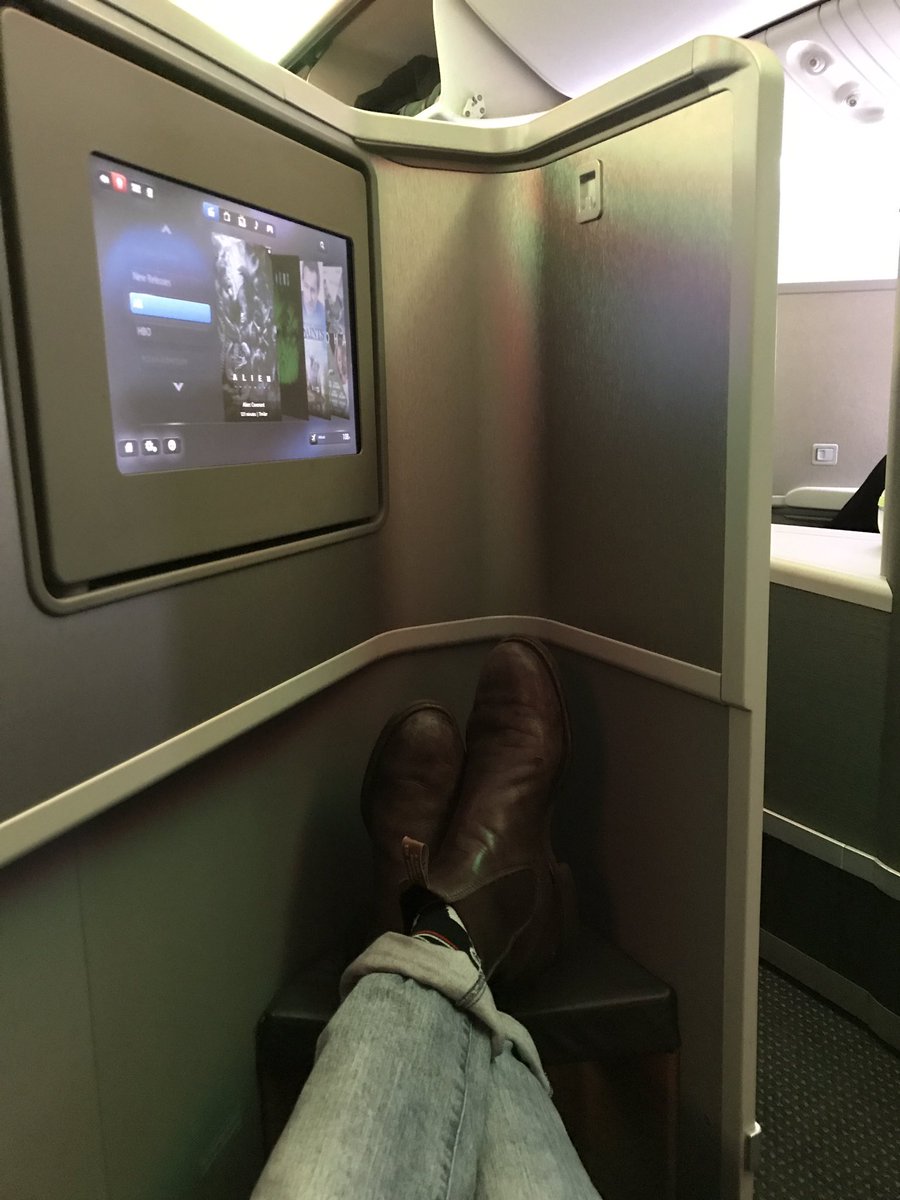 Got the upgrade from London to LA. Thanks <a href="/AmericanAir/">americanair</a>