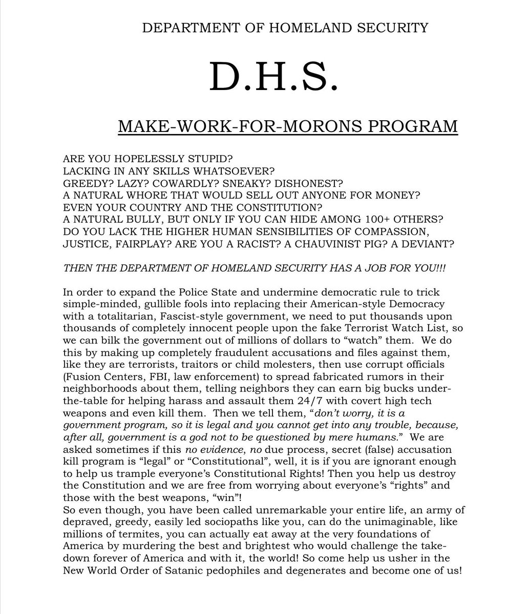 karen_kams56's tweet photo. @diabloelnegro #DHS #MakeWorkForMorons #Flier https://t.co/Ns8WoYh44A