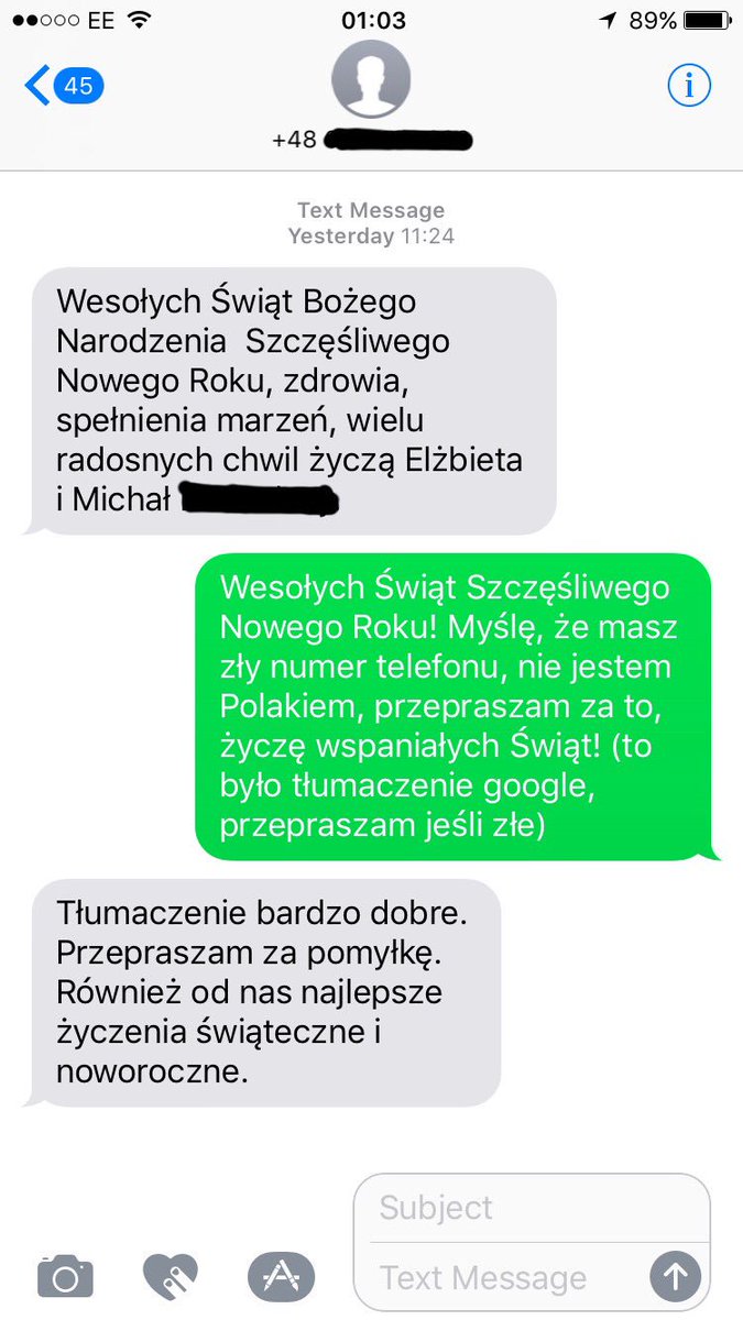 Will Kiing on Twitter "I received a text from a Polish family last night by mistake thank you Elizabeth & Michael for bringing an extra smile to my face