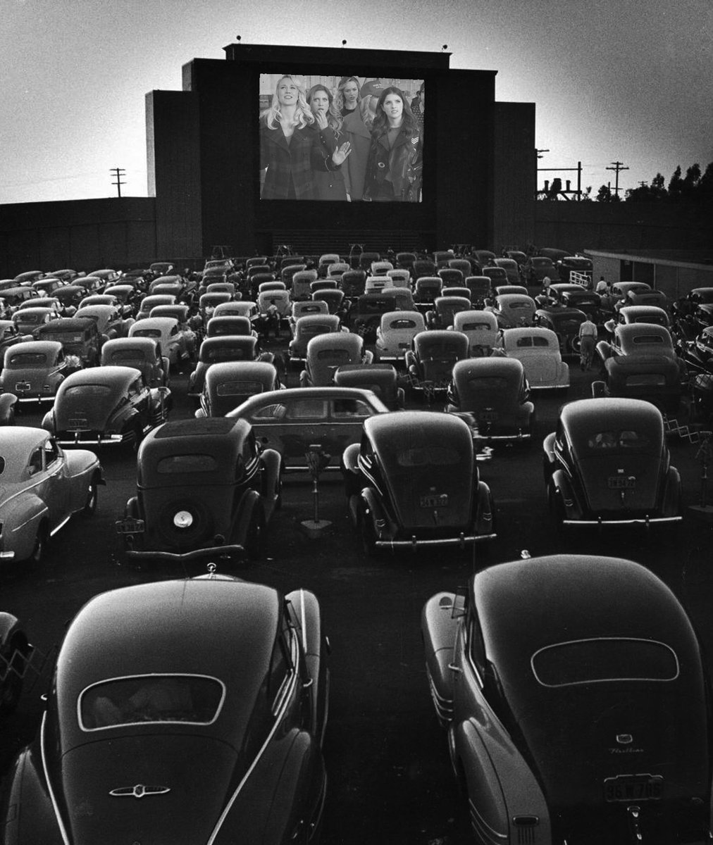 dorkylilweirdo's tweet photo. I may or may not have photoshopped #pp3 onto the screen of a 1950s drive in...
@TheRealAnnaCamp @AnnaKendrick47 @Brittanysnow @kelleyjakle @RebelWilson @PitchPerfect https://t.co/HLvrHkQbX4