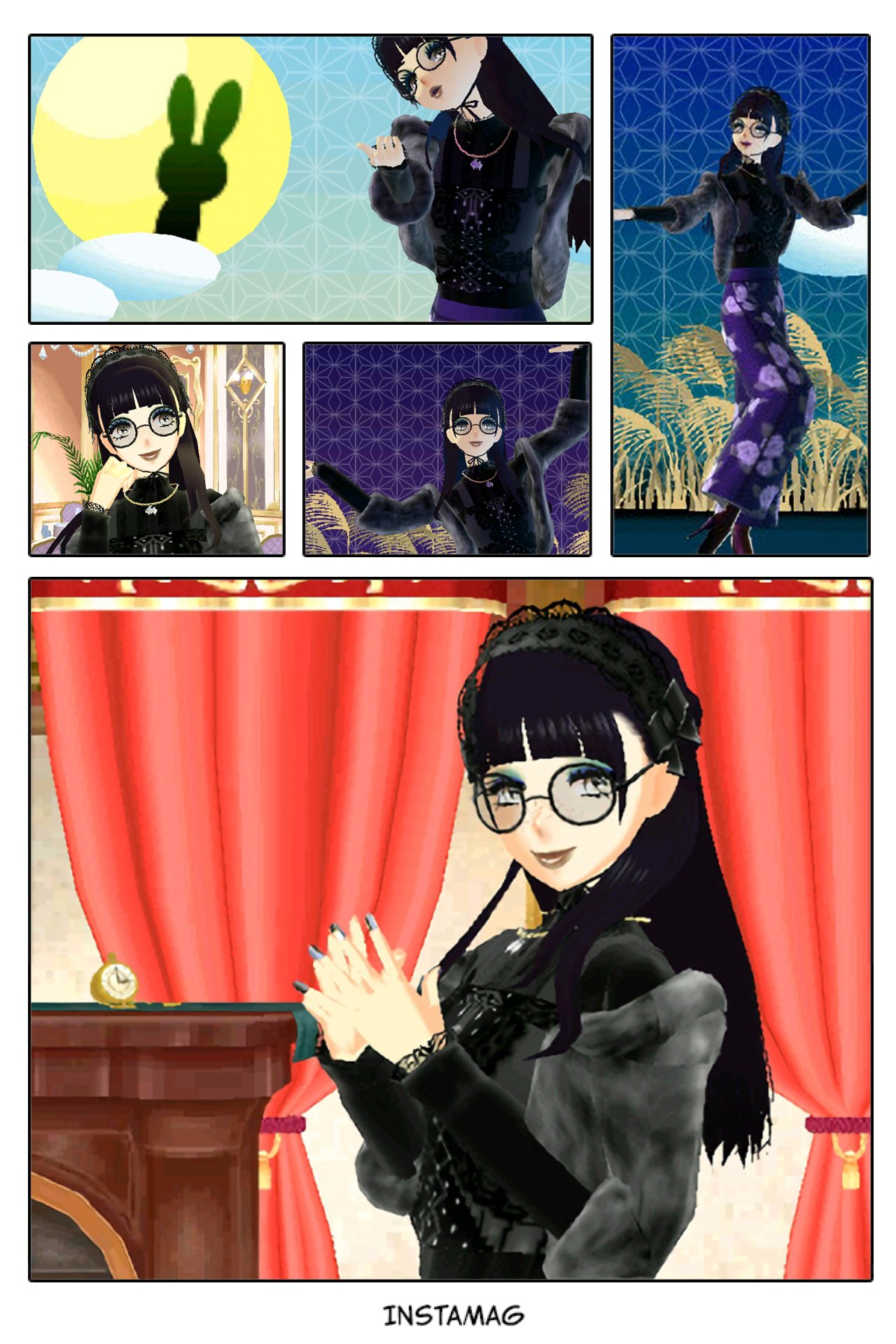 たまに リップさんのメイクセットでコーデ ロマネスクミスト ネイルdeイメージコーデ セレブ つゆ草ブロッキング アイ メイクが露草色だったのでなんだか似ているネイルとふたつ合わせ 文明開化の音がしそうなイメージで ガラス金魚は霧のち露で出来てい