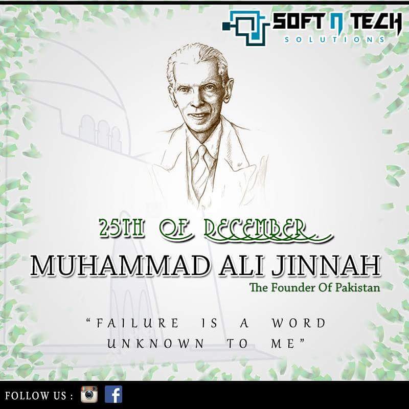 SoftnTechsol's tweet photo. Expect the best Prepare for the Worst !
Muhammad Ali Jinnah
#QuaidDay #PakistanZindabad  
#softntechsolutions https://t.co/aErKlLdoyz