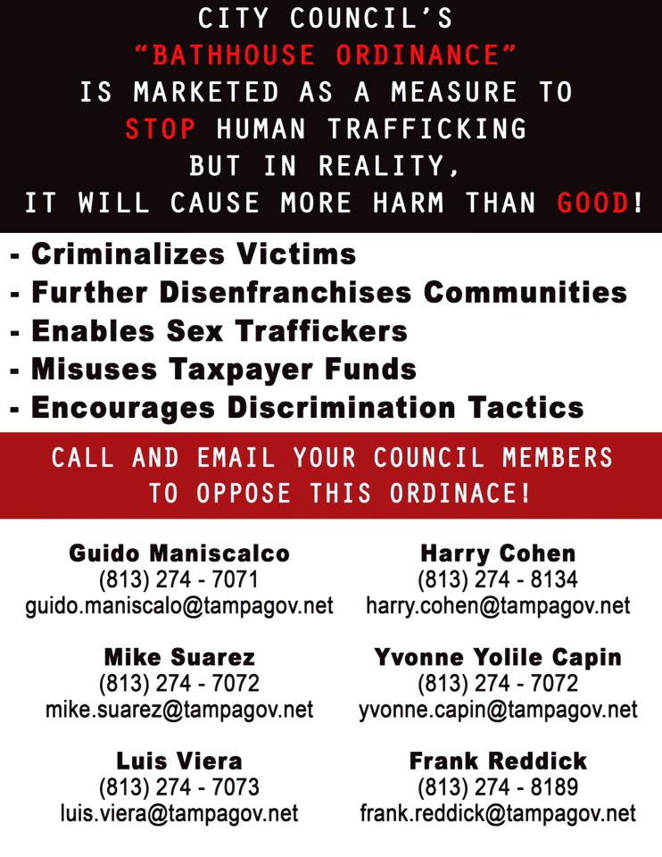 grxmd's tweet photo. Stop the homophobic and racist "bathhouse" ordinance. Protest #Jan6 4-6pm at Tampa city hall. https://t.co/4Hs95YXJSG @enough14 @eatps_ https://t.co/vCGRktpypm